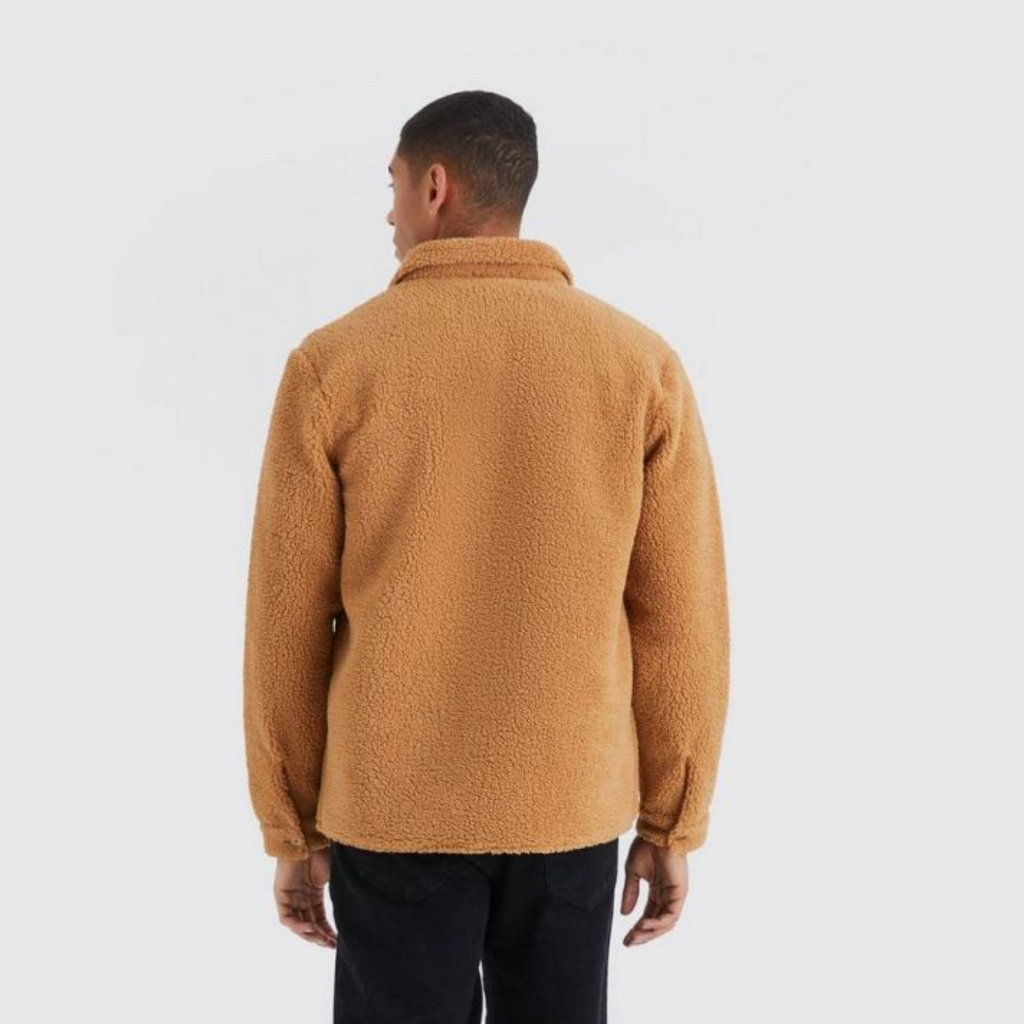 Men Autumn Woven Cardigan Jacket With Polo Collar Loose Fit And Side Seam Pockets