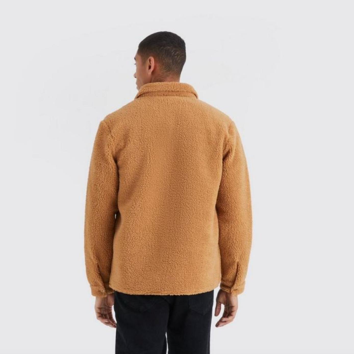 Men Autumn Woven Cardigan Jacket With Polo Collar Loose Fit And Side Seam Pockets