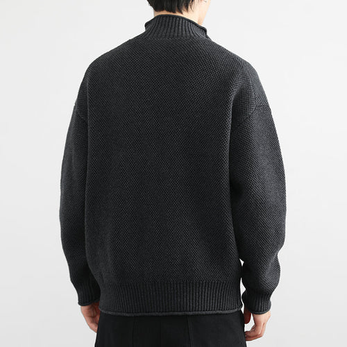 Men Autumn Knitted Zipper Cardigan With Stand Collar Loose Fit And Size Range M–3XL
