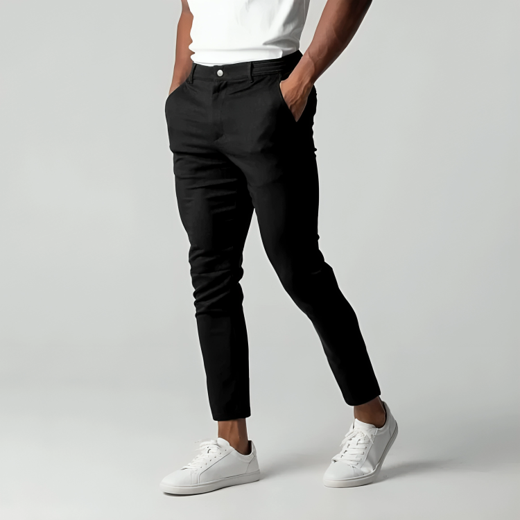 Men’s Tapered Stretch Chinos With Belt Loops And Structured Waistband