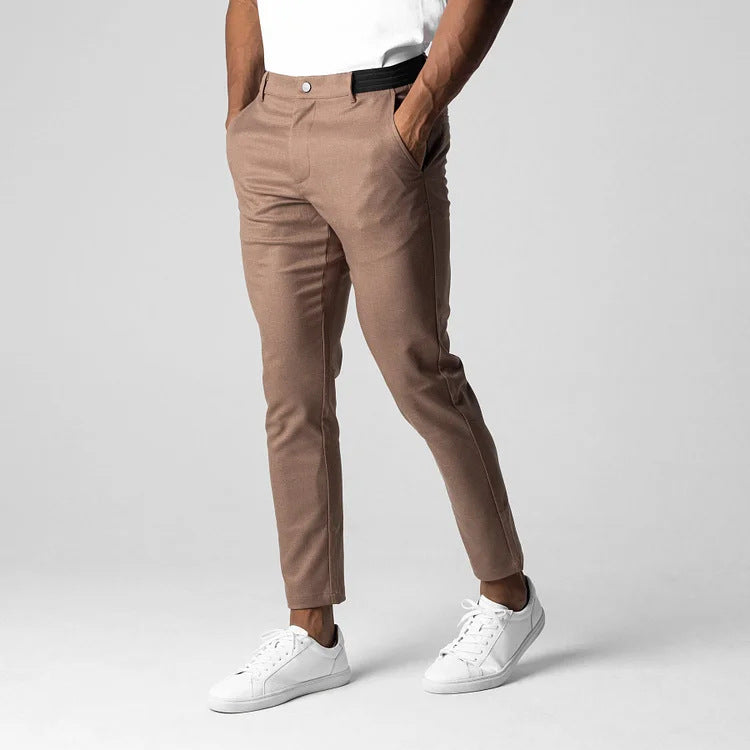 Men’s Tapered Stretch Chinos With Belt Loops And Structured Waistband
