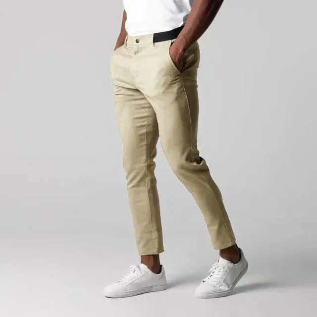 Men’s Tapered Stretch Chinos With Belt Loops And Structured Waistband